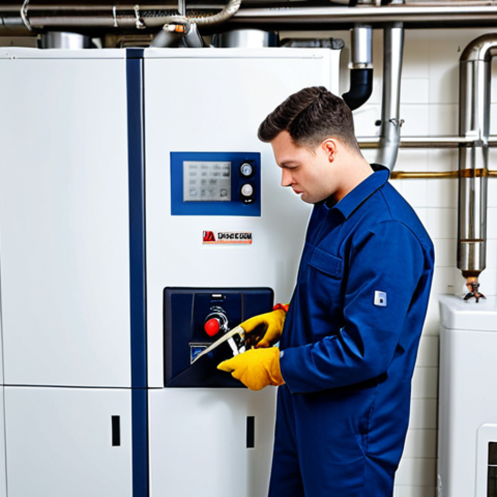 난방 보일러 관리 요령 - Boiler Maintenance**

"A fully clothed technician in professional attire performing maintenance on a...