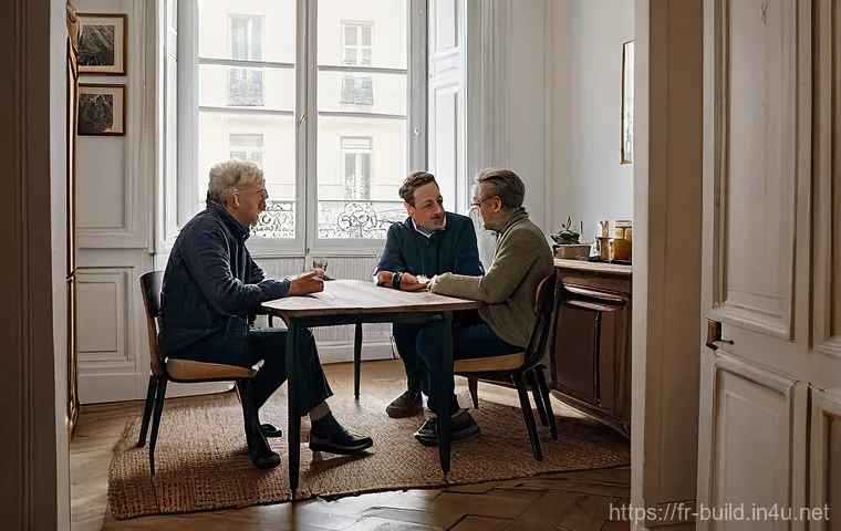 건물 내 냉난방비 분쟁 해결 - A vibrant and well-maintained common room in a traditional French apartment building. Several adult ...