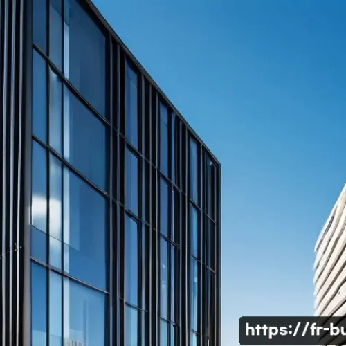 Home 32 빌딩 자동화 관리 시스템 - **Prompt:** A modern, multi-story office building in a bustling French city, seen from a slightly el...